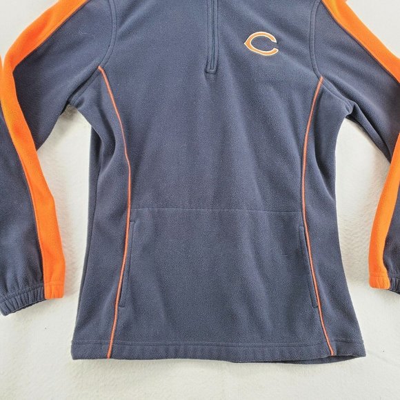 CHICAGO BEARS Sweater NFL Women's Long Sleeve 1/4 Zip Fleece Pullover Blue Med - Picture 4 of 12